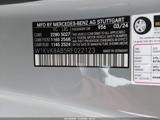 W1KVK8AB5RF022123 Mercedes-Benz Amg Sl 55 4matic