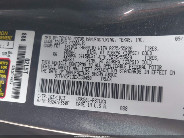 5TFHY5F13EX330450 Toyota Tundra Limited 5.7l V8