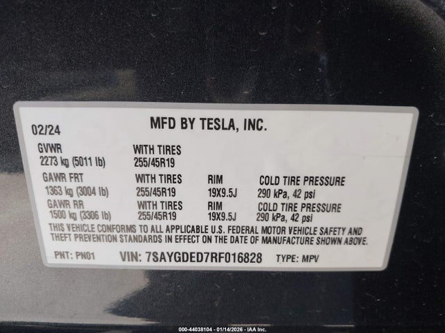 2024 TESLA MODEL Y 7SAYGDED7RF016828 Photo 8