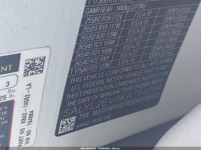 2019 LAND ROVER RANGE ROVER VELAR SALYL2EV9KA794884 Photo 8