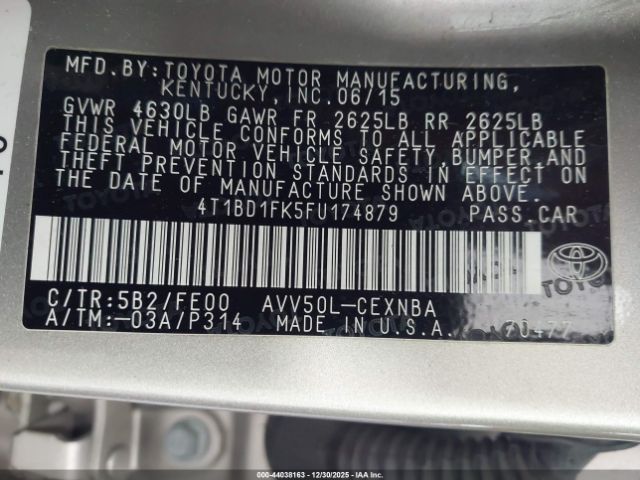 2015 TOYOTA CAMRY HYBRID 4T1BD1FK5FU174879 Photo 8