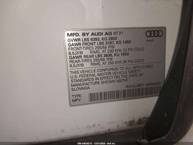 2022 AUDI Q7 WA1LJBF71ND000531 Photo 8