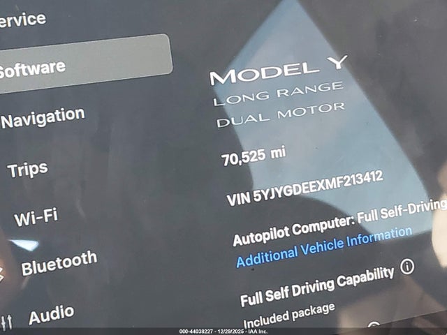 5YJYGDEEXMF213412 Tesla Model Y Long Range Dual Motor All-wheel Drive