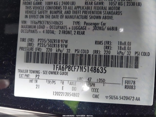 2022 FORD MUSTANG 1FA6P8CF7N5148635 Photo 8