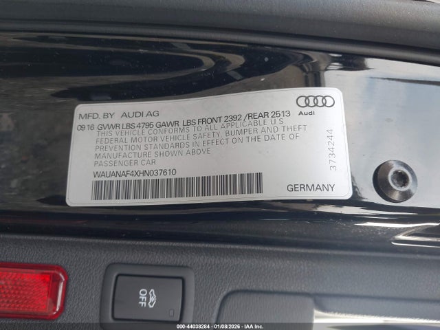 2017 AUDI A4 WAUANAF4XHN037610 Photo 8