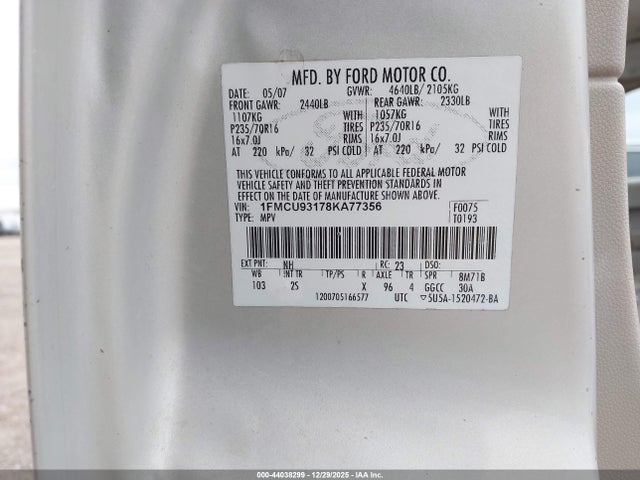 2008 FORD ESCAPE 1FMCU93178KA77356 Photo 8