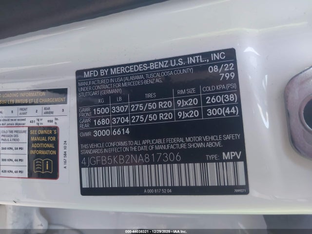 4JGFB5KB2NA817306 Mercedes-Benz Gle 450 4matic