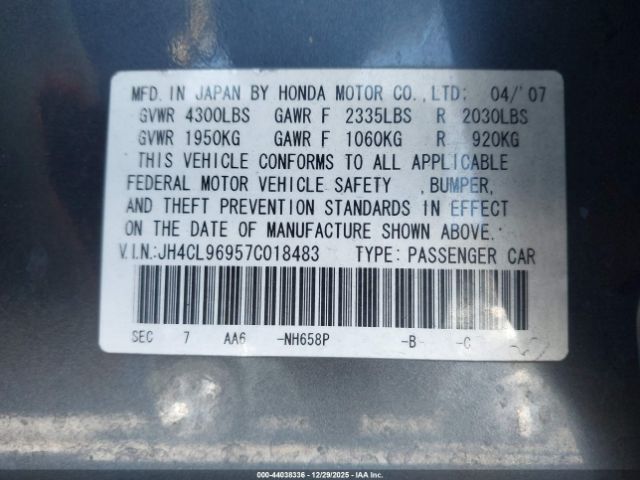 2007 ACURA TSX JH4CL96957C018483 Photo 8