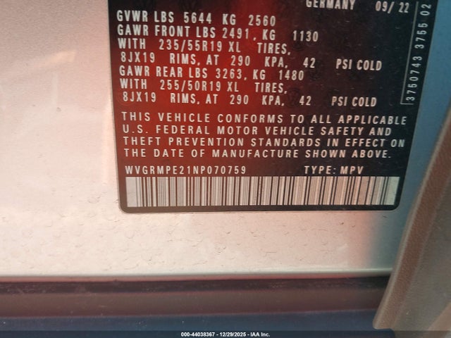 2022 VOLKSWAGEN ID.4 WVGRMPE21NP070759 Photo 8