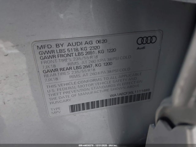 2020 AUDI Q3 WA1AECF36L1111489 Photo 8