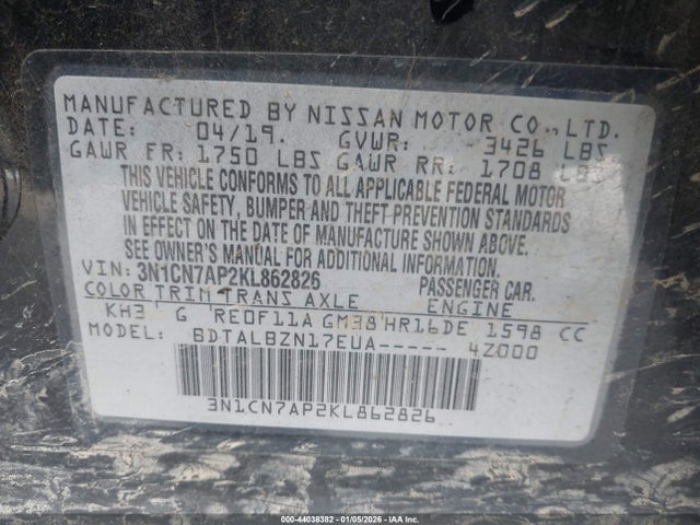 Nissan Versa 1.6 Sv 2019 3N1CN7AP2KL862826 Image 9