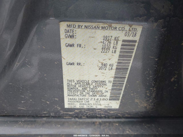1N4AL3AP2JC214180 Nissan Altima 2.5 Sv