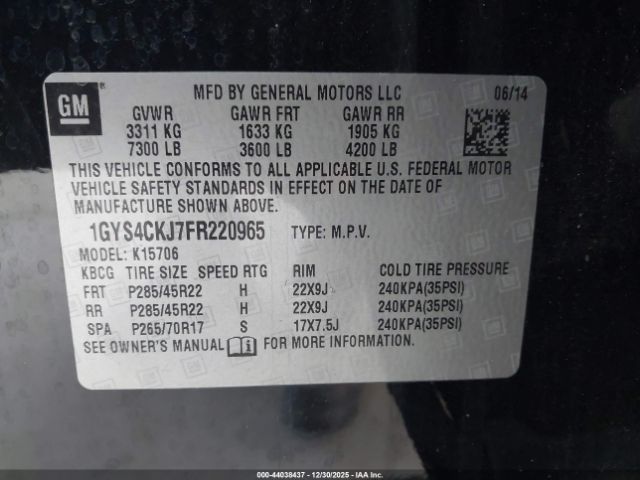 2015 CADILLAC ESCALADE 1GYS4CKJ7FR220965 Photo 8