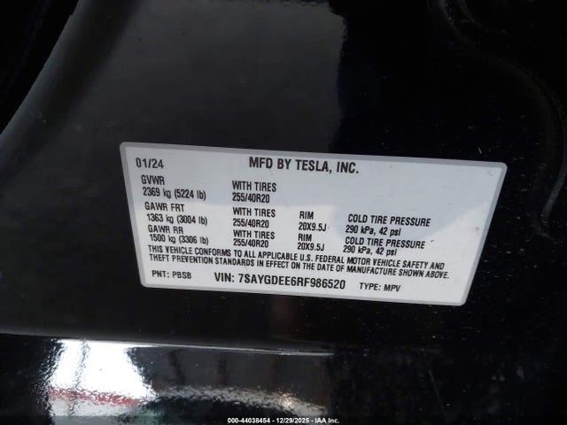 2024 TESLA MODEL Y 7SAYGDEE6RF986520 Photo 8