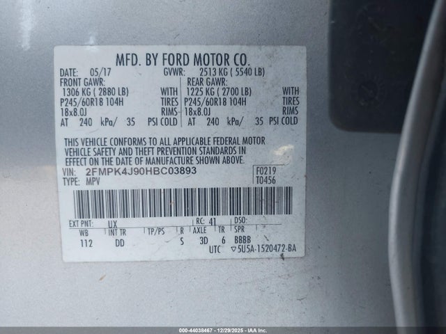 2017 FORD EDGE 2FMPK4J90HBC03893 Photo 8