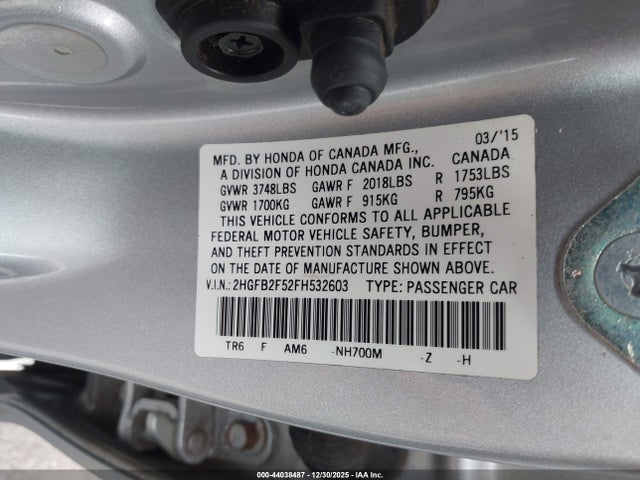 Honda Civic Lx 2015 2HGFB2F52FH532603 Image 9