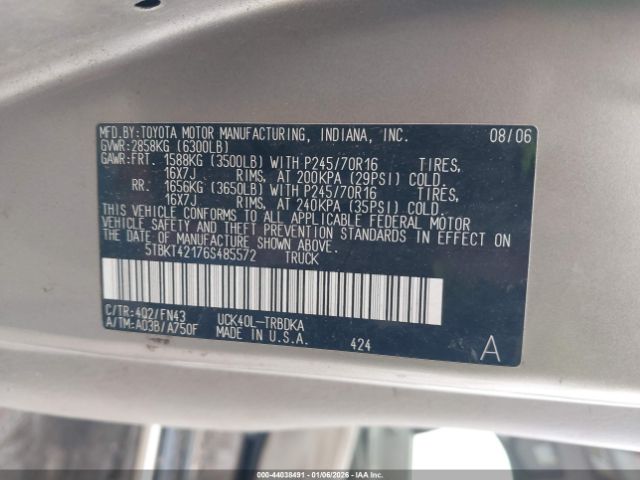 2006 TOYOTA TUNDRA 5TBKT42176S485572 Photo 8