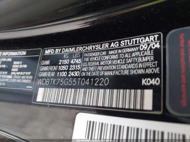 2005 MERCEDES-BENZ CLK 500 WDBTK75G55T041220 Photo 8