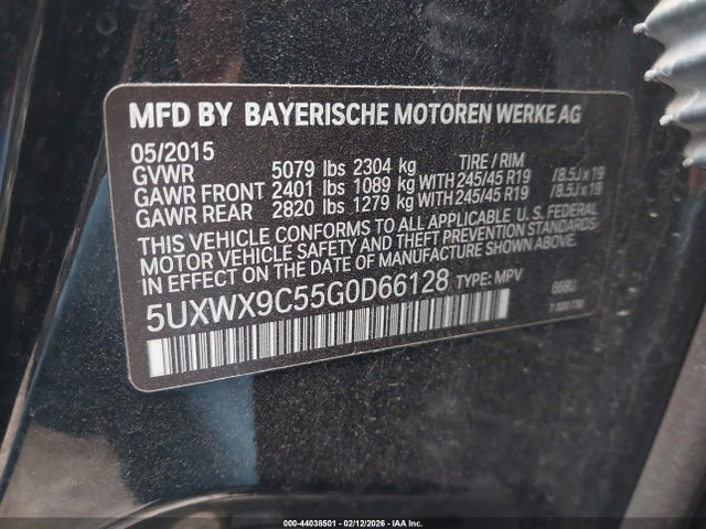 2016 Bmw X3 Xdrive28i მანქანა იყიდება აუქციონზე, vin: 5UXWX9C55G0D66128, აუქციონის ნომერი: 44038501