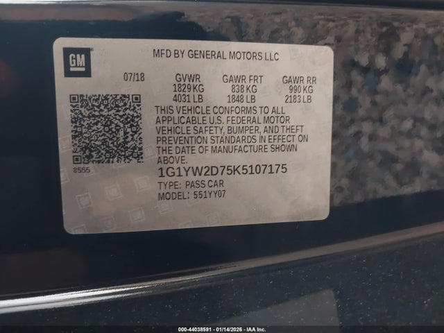 2019 CHEVROLET CORVETTE 1G1YW2D75K5107175 Photo 8