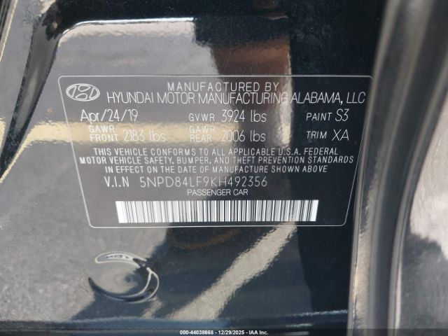 2019 HYUNDAI ELANTRA 5NPD84LF9KH492356 Photo 8