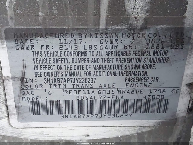 Nissan SENTRA SR 2018 3N1AB7AP7JY236237 Image 9