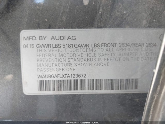 2015 AUDI S4 WAUBGAFLXFA123672 Photo 8