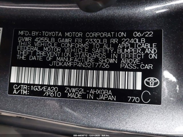 JTDKAMFP4N3217736 Toyota Prius Prime Xle