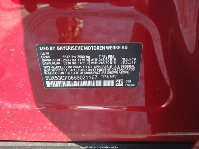 BMW X3 30 Xdrive 2025 5UX53GP06S9021167 Image 9