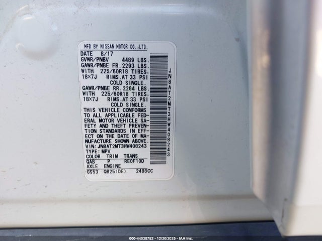 Nissan Rogue Sl 2017 JN8AT2MT3HW408243 Image 9