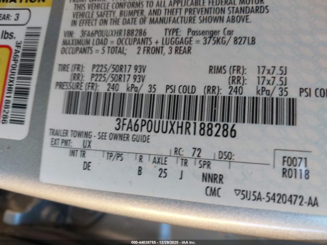 2017 FORD FUSION HYBRID 3FA6P0UUXHR188286 Photo 8