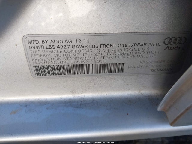 2012 AUDI A4 WAUBFAFL4CN019332 Photo 8