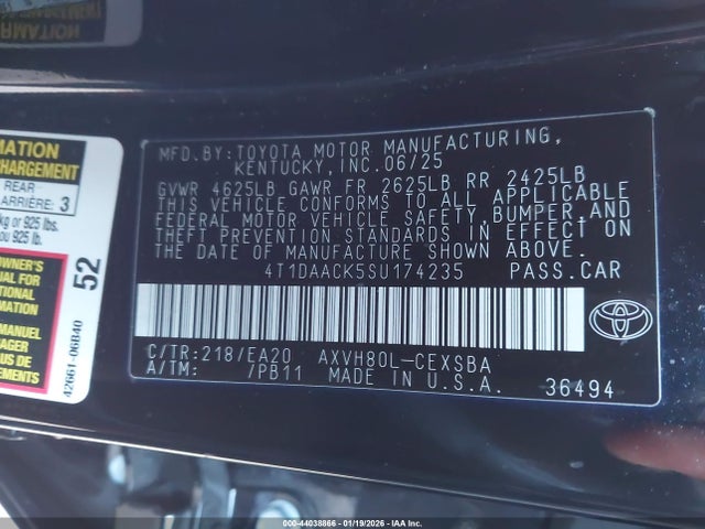Toyota CAMRY SE 2025 4T1DAACK5SU174235 Image 9