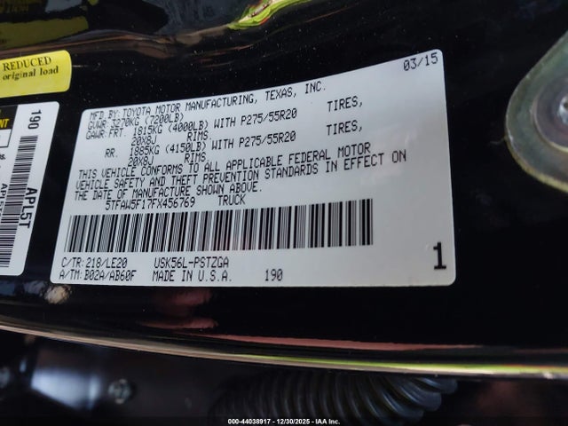 5TFAW5F17FX456769 Toyota Tundra Platinum 5.7l V8