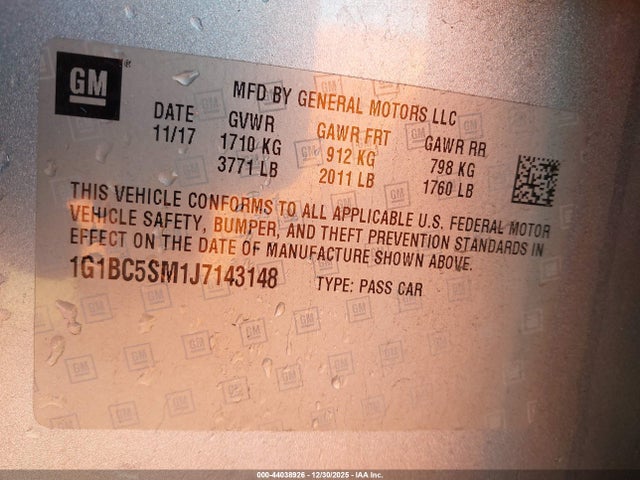 1G1BC5SM1J7143148 Chevrolet Cruze Ls Auto