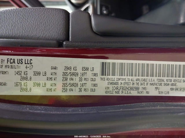 2017 JEEP GRAND CHEROKEE 1C4RJFBG2HC882980 Photo 8