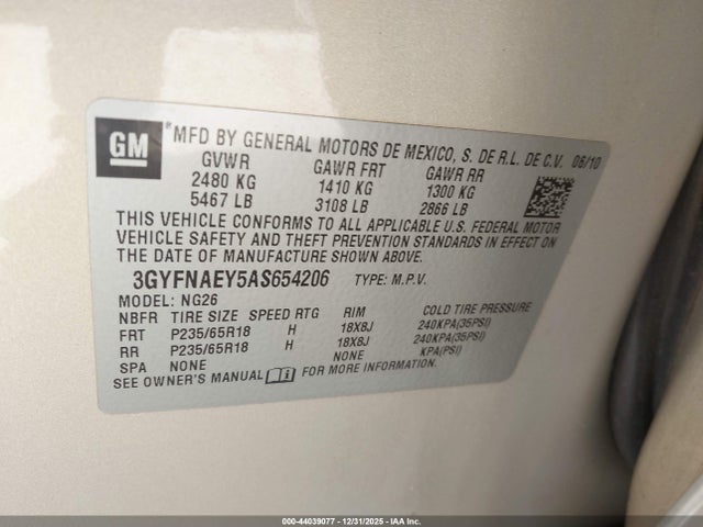 2010 CADILLAC SRX 3GYFNAEY5AS654206 Photo 8