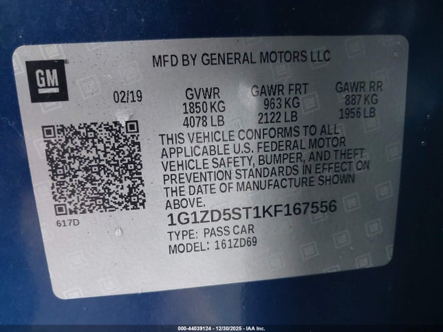 1G1ZD5ST1KF167556 Chevrolet MALIBU LT