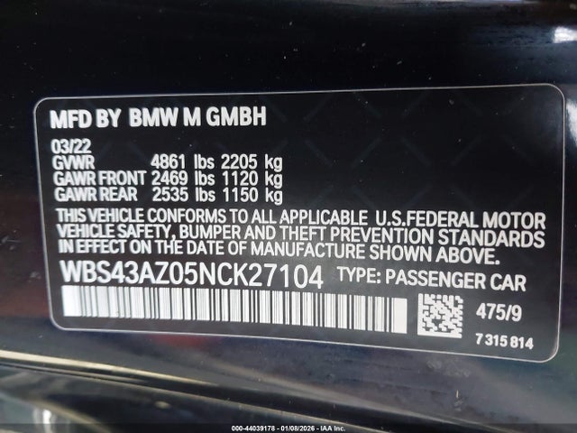 2022 BMW M4 WBS43AZ05NCK27104 Photo 8