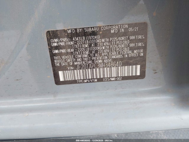 Subaru Crosstrek Premium 2021 JF2GTAPC3MH348640 Image 9