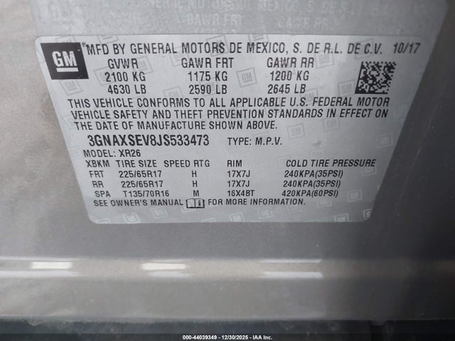 2018 CHEVROLET EQUINOX 3GNAXSEV8JS533473 Photo 8