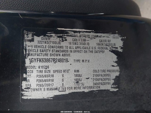 2007 CADILLAC ESCALADE 1GYFK63867R248018 Photo 8