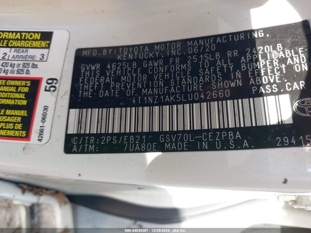 4T1NZ1AK5LU042660 Toyota CAMRY TRD