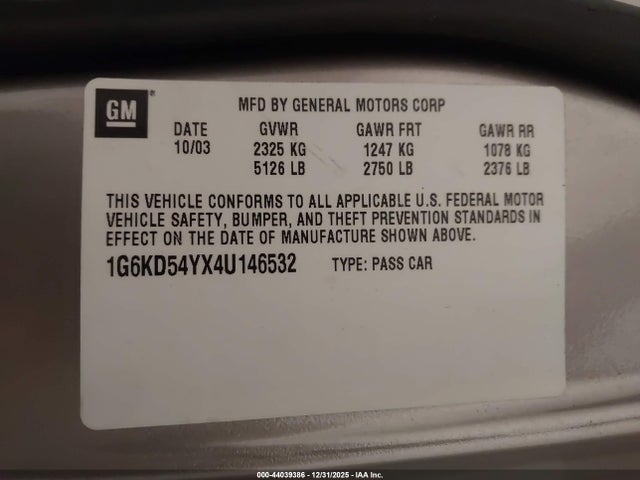 2004 CADILLAC DEVILLE 1G6KD54YX4U146532 Photo 8