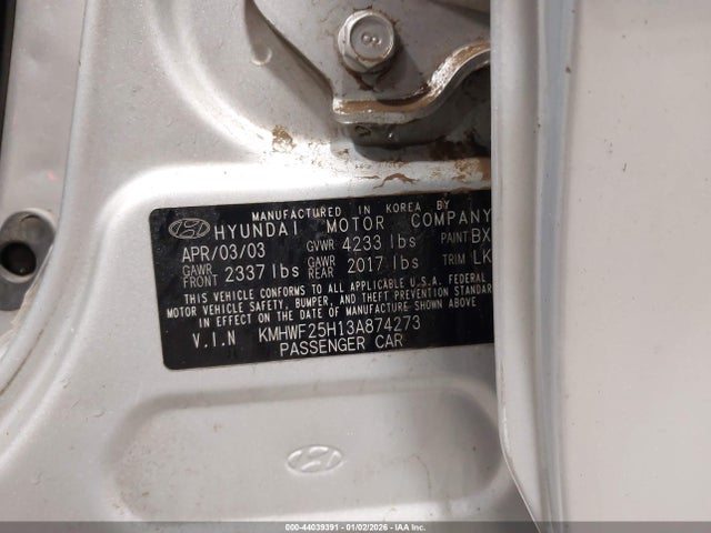 2003 HYUNDAI SONATA KMHWF25H13A874273 Photo 8