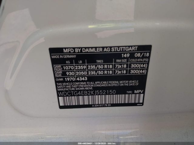 2019 MERCEDES-BENZ GLA 250 WDCTG4EB2KJ552150 Photo 8