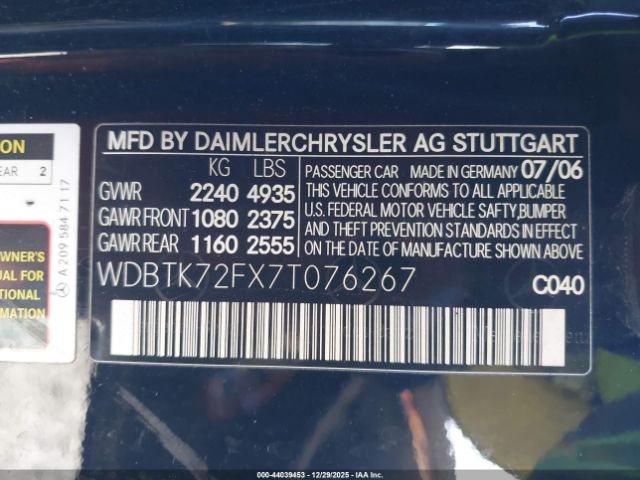 2007 MERCEDES-BENZ CLK 550 WDBTK72FX7T076267 Photo 8