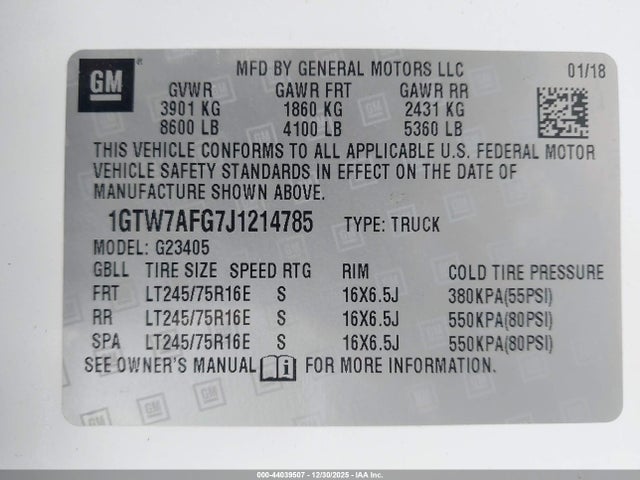 1GTW7AFG7J1214785 GMC Savana 2500 Work Van
