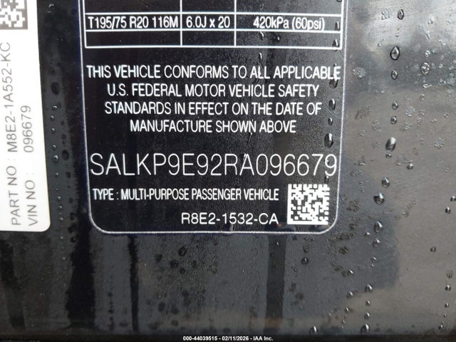 2024 LAND ROVER RANGE ROVER SALKP9E92RA096679 Photo 8