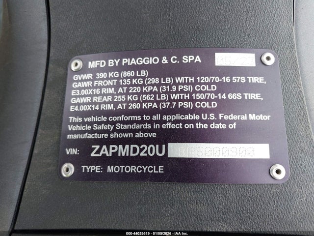 ZAPMD20U8R5000900 Piaggio Bv 400
